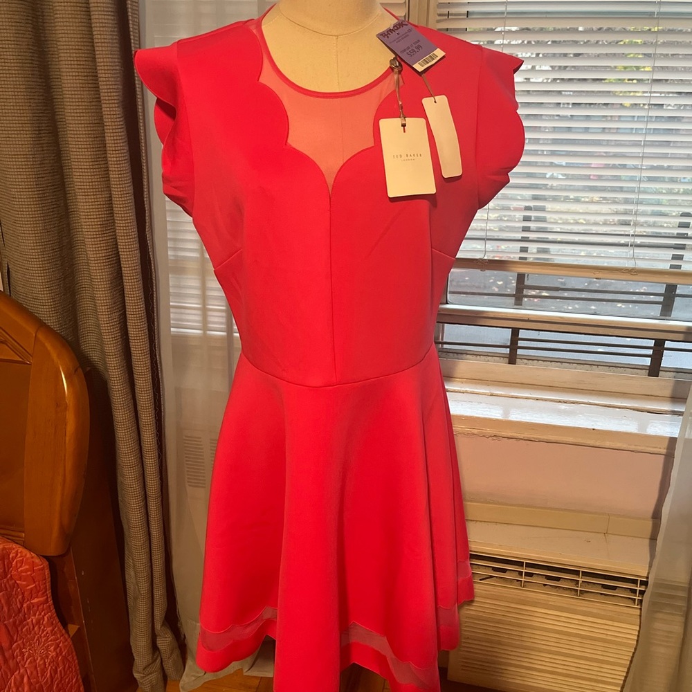 Ted Baker Pink Scallop Fit & Flare Dress - Picture 2 of 6